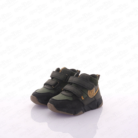 Ботинки Pasito утепленные на двойной липучке с черно-желтыми вставками хаки - фото 360