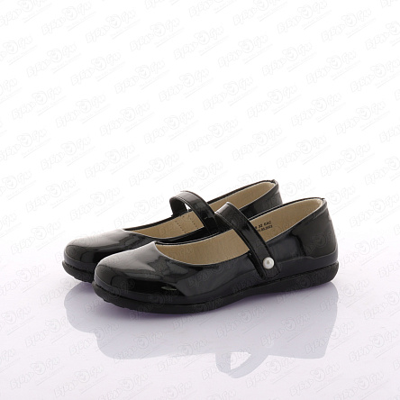 Туфли Pasito школьные лаковые на липучке с украшением черные - фото 360