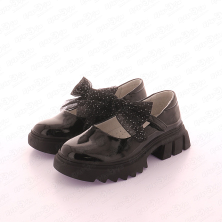 Туфли Barbaris лоферы с полупрозрачным сетчатым бантом черные - фото 360