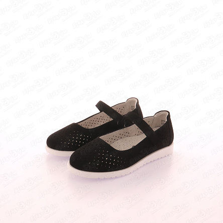 Туфли школьные Barbaris с узорчатой перфорацией черные - фото 360