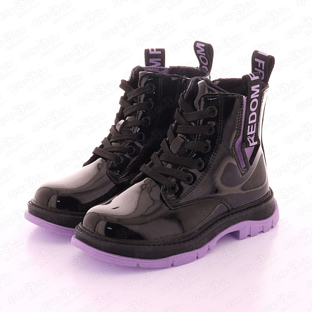 Ботинки Pasito с фиолетовой надписью fredom и цветной подошвой черные - фото 360