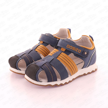 Сандалии PASITO с коричневыми элементами синие - фото 360