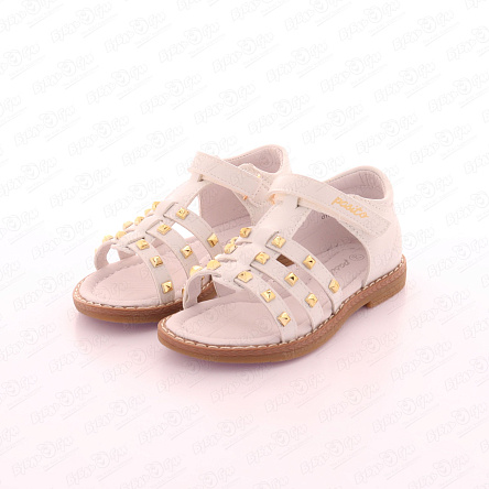 Сандалии Pasito с золотистым декором белые - фото 360