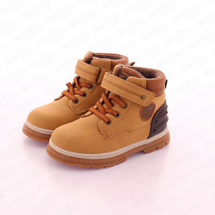 Ботинки Pasito утепленные на шнуровке и липучке с бархатистой поверхностью коричневые - фото 360