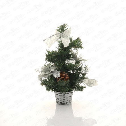 Елка искусственная настольная с серебряным декором 30см - фото 360