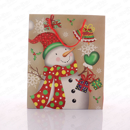 Пакет подарочный Новогодние персонажи 31х26см в ассортименте - фото 360