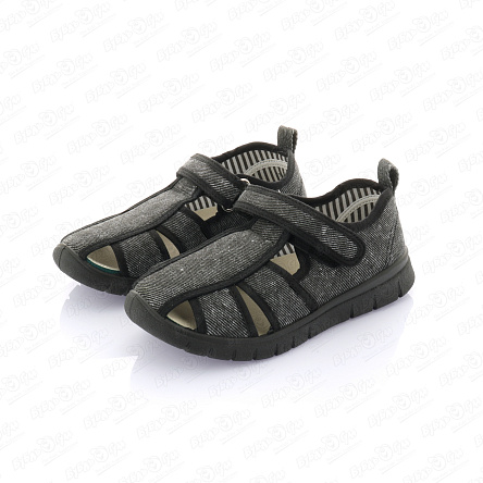 Сандалии Pasito на липучке с черной окантовкой серые - фото 360