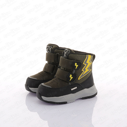 Сапоги Pasito утепленные рисунок молния с липучками хаки - фото 360