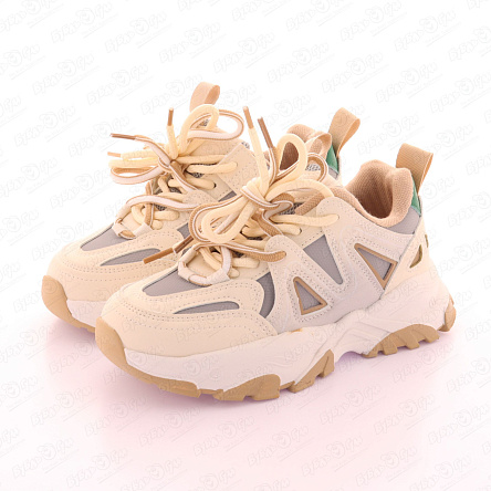 Кроссовки Barbaris с двойными шнурками и массивной подошвой бежевые - фото 360