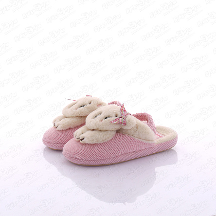 Тапочки Pasito с мордочкой медвежонка с бантиком розовые - фото 360