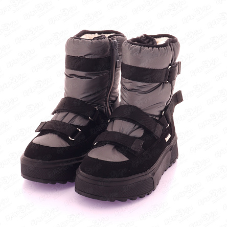 Сапоги Barbaris с мембраной утепленные на молнии с ремешками на липучке черные - фото 360