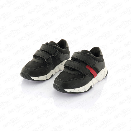 Полуботинки Pasito на липучке с красной полоской черные - фото 360