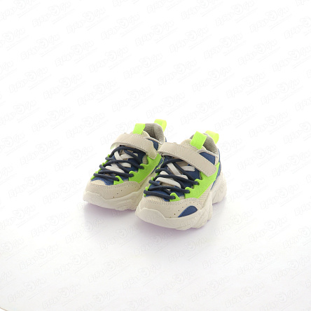 Кроссовки Pasito с салатовыми резиновыми вставками с двойной шнуровкой белые - фото 360