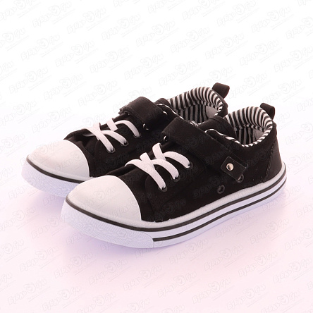 Кеды Pasito на липучке текстиль черные - фото 360