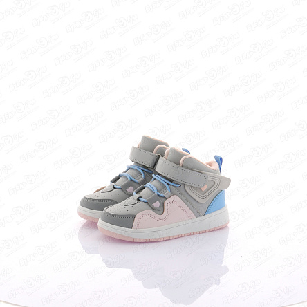 Ботинки утепленные Pasito с перфорацией с голубыми и розовыми элементами серые - фото 360