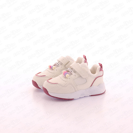 Кроссовки Pasito на липучке с декоративными пластмассовыми бусинами белые - фото 360