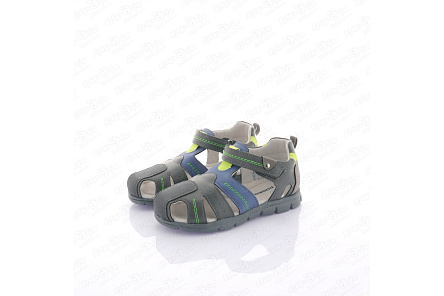 Сандалии Pasito с зеленой строчкой серые - фото 360