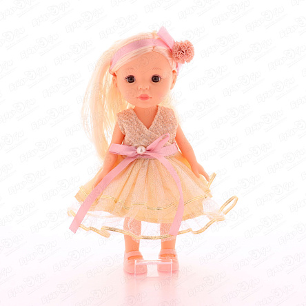 Кукла Lanson Toys Моя подружка блондинка в золотистом платье с розовым бантом 26см с 3лет - фото 360