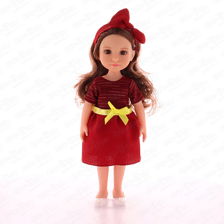 Кукла Lanson Toys Елена с подвижными руками и ногами в бордовом платье с желтым поясом 38см с 3лет - фото 360