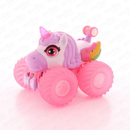 Машинка трюковая Единорог на радиоуправлении и световыми эффектами розовая  - фото 360