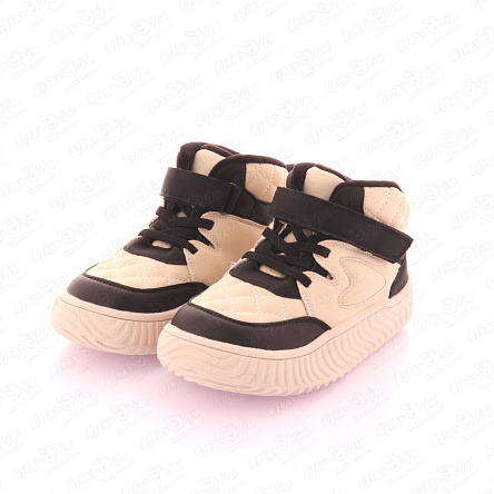 Ботинки Pasito утепленные на шнурках и липучке черно-кремовые - фото 360