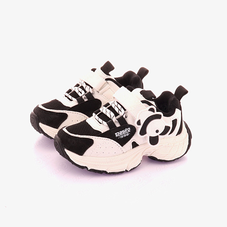 Кроссовки Pasito на липучке с пандой черно-белые - фото 360