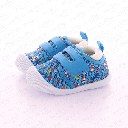 Сандалии Pasito на липучке с хлопковой стелькой и морским принтом голубые - фото 360