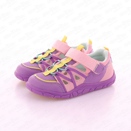 Сандалии Pasito на липучке с желтыми вставками сиренево-розовые - фото 360