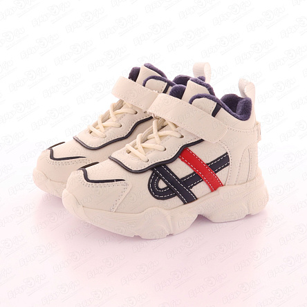 Полуботинки Pasito в спортивном  стиле на липучке с цветовыми акцентами белые  - фото 360