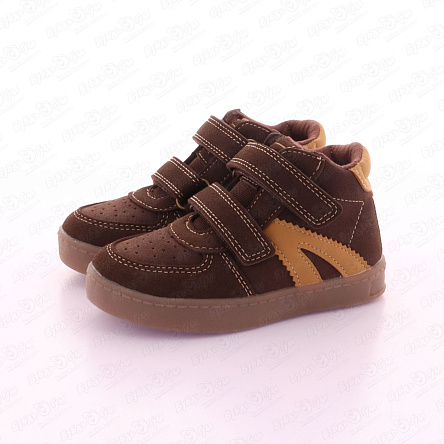 Ботинки Pasito на липучках с перфорацией и бежевыми вставками коричневые - фото 360