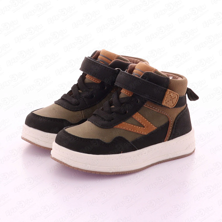 Ботинки Pasito на шнуровке и липучке с коричневыми и черными вставками хаки - фото 360