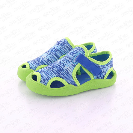 Сандалии Pasito пляжные на липучке с зеленой подошвой синие - фото 360