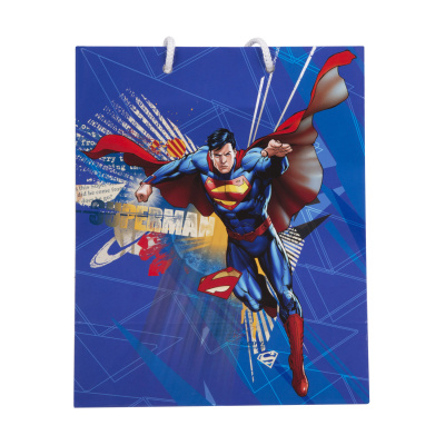 пакет подарочный superman логотип малый голубой Пакет подарочный Superman 22х18 см