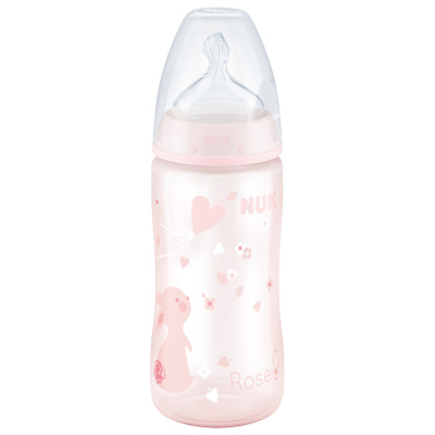 Бутылка Nuk Baby Rose зайка пластиковая с широким горлом 300мл