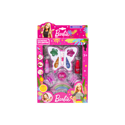 markwins 9709151 barbie игровой набор детской декоративной косметики с поясом визажиста Набор детской косметики Barbie с заколками