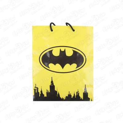 Пакет подарочный Batman желтый 18х22см