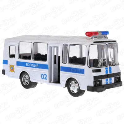 Автобус ПАЗ 3205 ТЕХНОПАРК Полиция инерционный световые звуковые эффекты инерционная игрушка паз 3205 технопарк