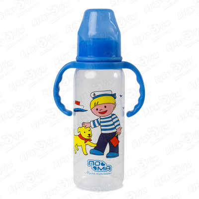 цена Бутылка ПОМА пластиковая с ручками силиконовая соска 240мл