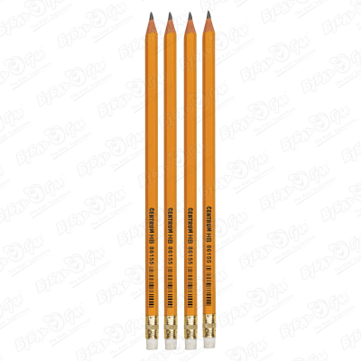 Набор простых карандашей Centrum с ластиком 4шт набор карандашей n 6 на пружинке 12 шт набор простых карандашей