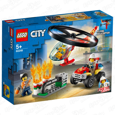 Конструктор Пожарный вертолет разведчик LEGO City 60248 с 5лет конструктор lego city 60248 пожарный спасательный вертолет