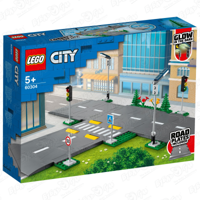 Конструктор LEGO CS дорожные пластины перекрёсток конструктор lego city town 60304 дорожные пластины 112 дет