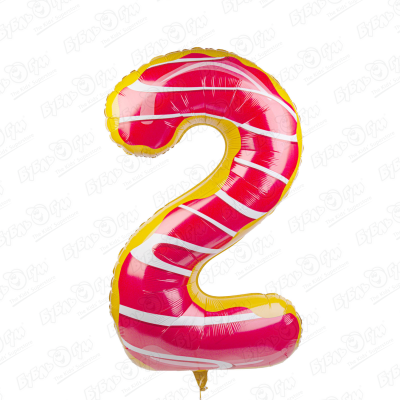 Фольгированный шар «Пончик. Цифра 2» 102см шар фольгированный 34 цифра 5 пончик