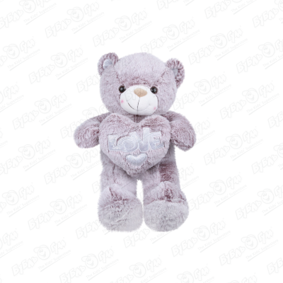 Игрушка мягкая Медведь с сердцем пыльно-розовый 55см мягкая игрушка стич 55см