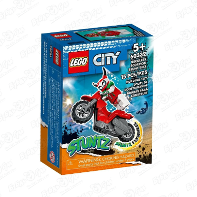 конструктор lego city туристический трюковой мотоцикл Конструктор LEGO CITY Трюковой мотоцикл скорпиона