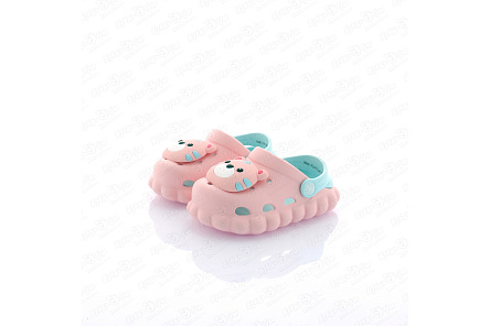 Шлепанцы Pasito пляжные с объемными мордочками медвежат бирюзово-розовые - фото 360