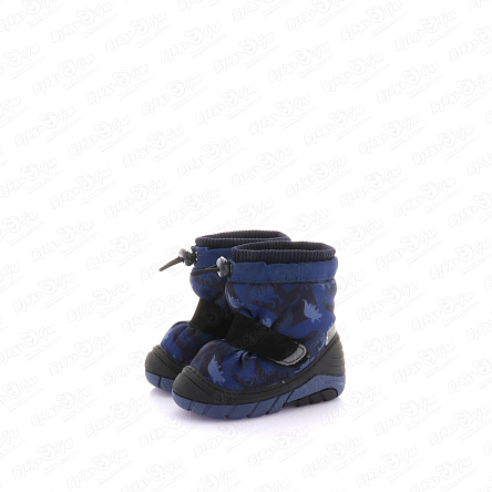 Сапоги сноубутсы Pasito утепленные с фиксатором на липучке принт динозавры синие - фото 360