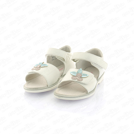 Сандалии Pasito с украшением листочек белые - фото 360