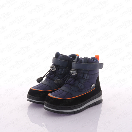 Сапоги Pasito утепленные с оранжевыми элементами и с фиксатором синие - фото 360
