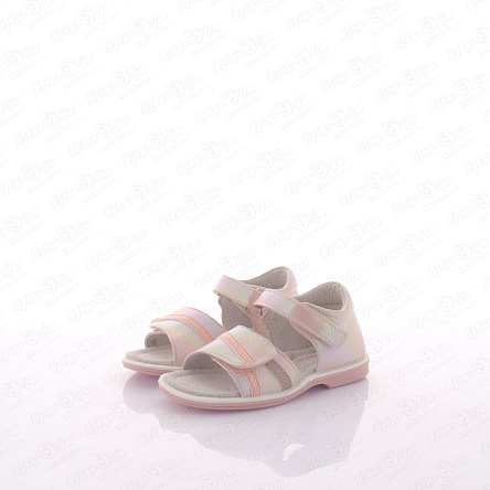 Сандалии Pasito на двойной липучке с блестящими элементами перламутро-розовые - фото 360