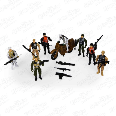 Набор игровой фигурки солдатиков с мотоциклом